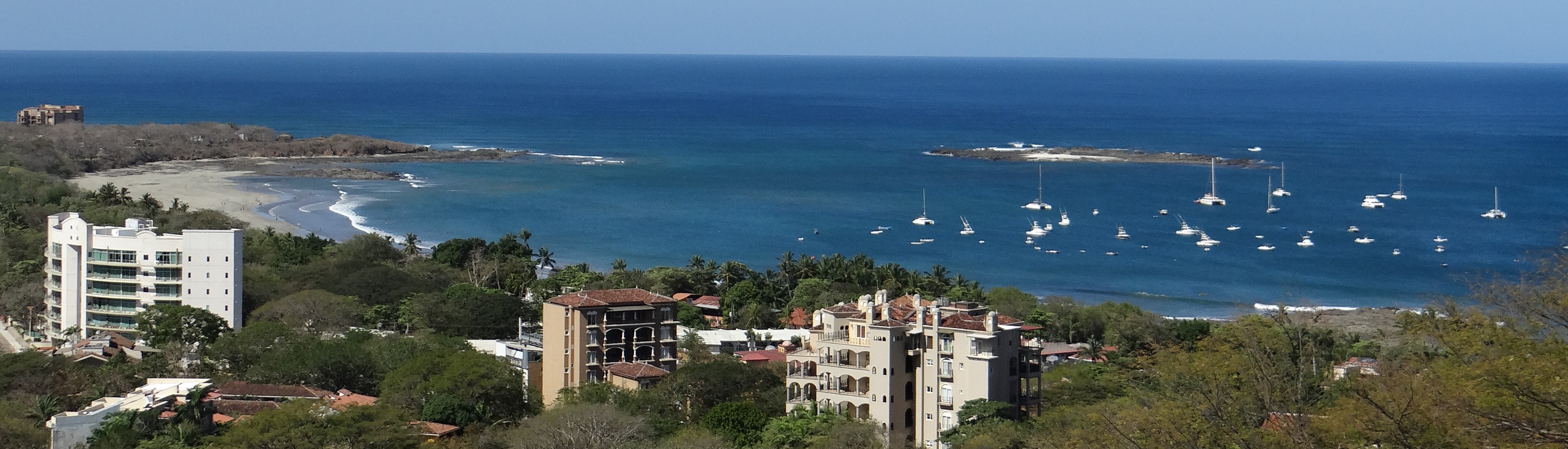 costa rica, tamarindo, panorama, mer, édifices, bateaux